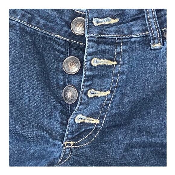 Jessica Simpson High Waist Vintage Denim Shorts Dark Wash Button Fly Size 27 - Picture 4 of 12